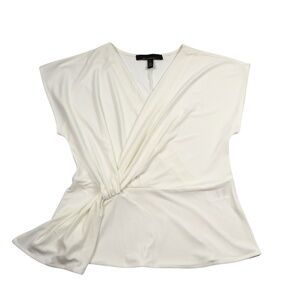 White House Black Market Cream Draped Twist Blouse Small